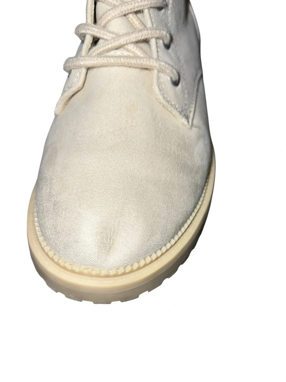 Cat & Jack Quinoa Canvas Combat Boots Kids Size 2 Cream Lace-Up Ankle Boots